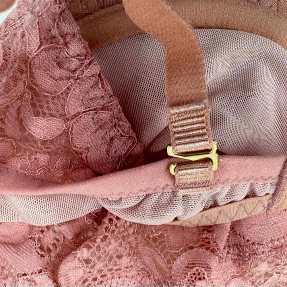 We Are HAH‎ Hook Up Balconette Bra Size DD Band 32-40 Lace Dusty Rose Underwire
